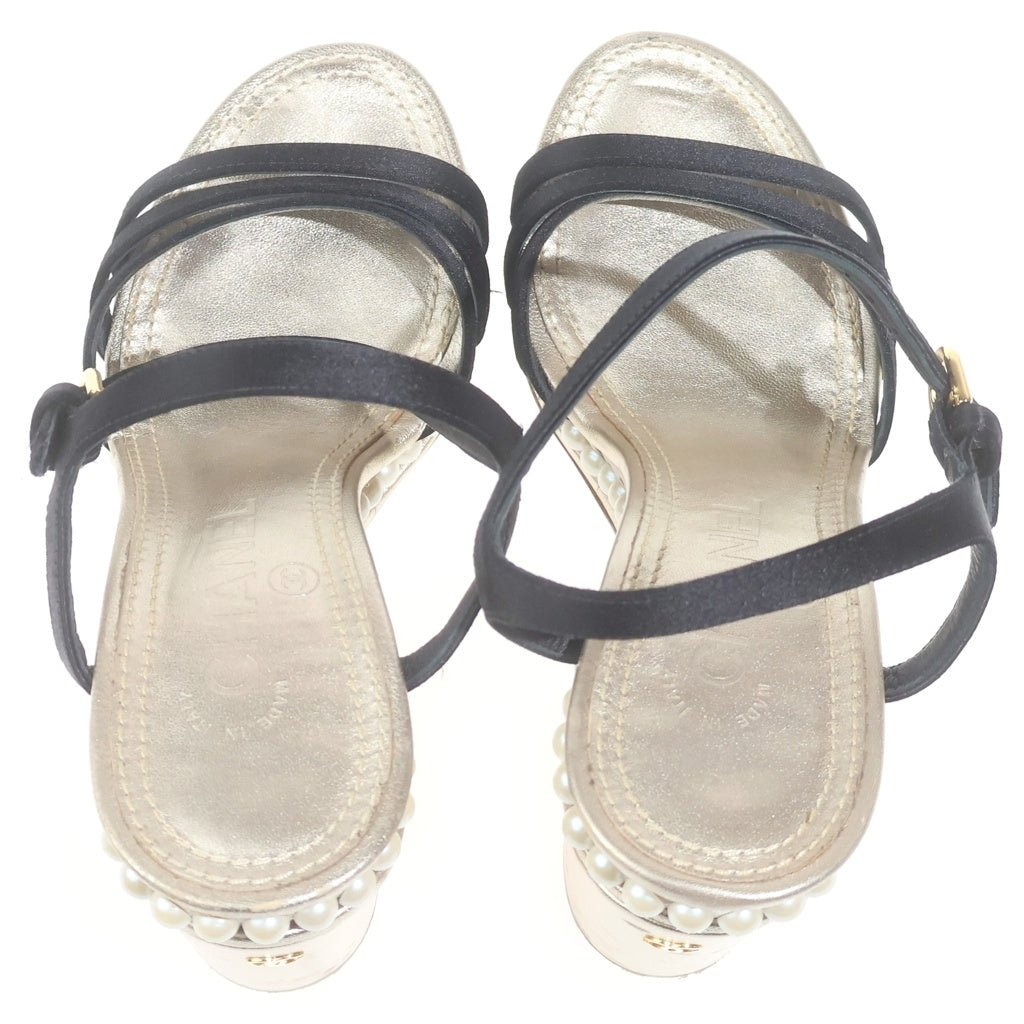 CHANEL(シャネル) ココマーク パール装飾 ヒール パンプス サンダル ゴールド レディース