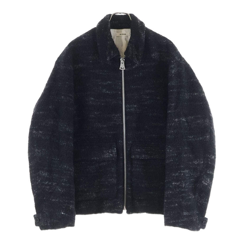 INTERIM(インテリム) DOUBLE FACE HAIRY BABY LAMA WOOL SPORTS JACKET ウールスポーツジャケット ブルゾン ブラック