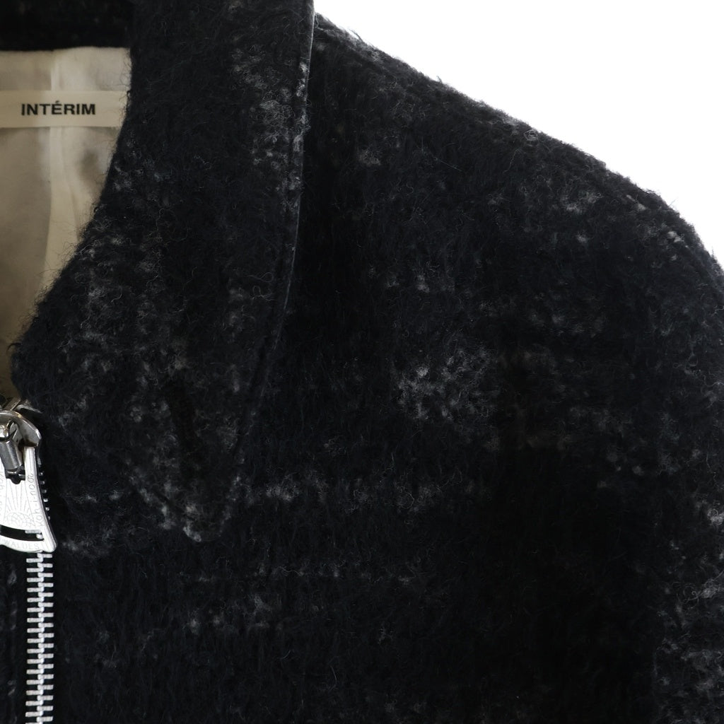 INTERIM(インテリム) DOUBLE FACE HAIRY BABY LAMA WOOL SPORTS JACKET ウールスポーツジャケット ブルゾン ブラック