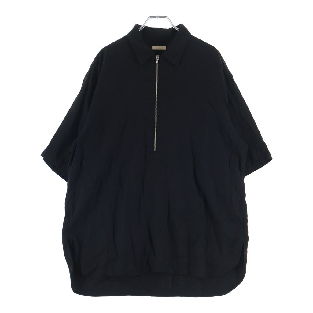 ULTERIOR(アルテリア) RAYON LINEN TWILL HALF-ZIP SHIRT レーヨンリネン ツイルハーフジップ半袖シャツ ブラック ULSH58-KA197