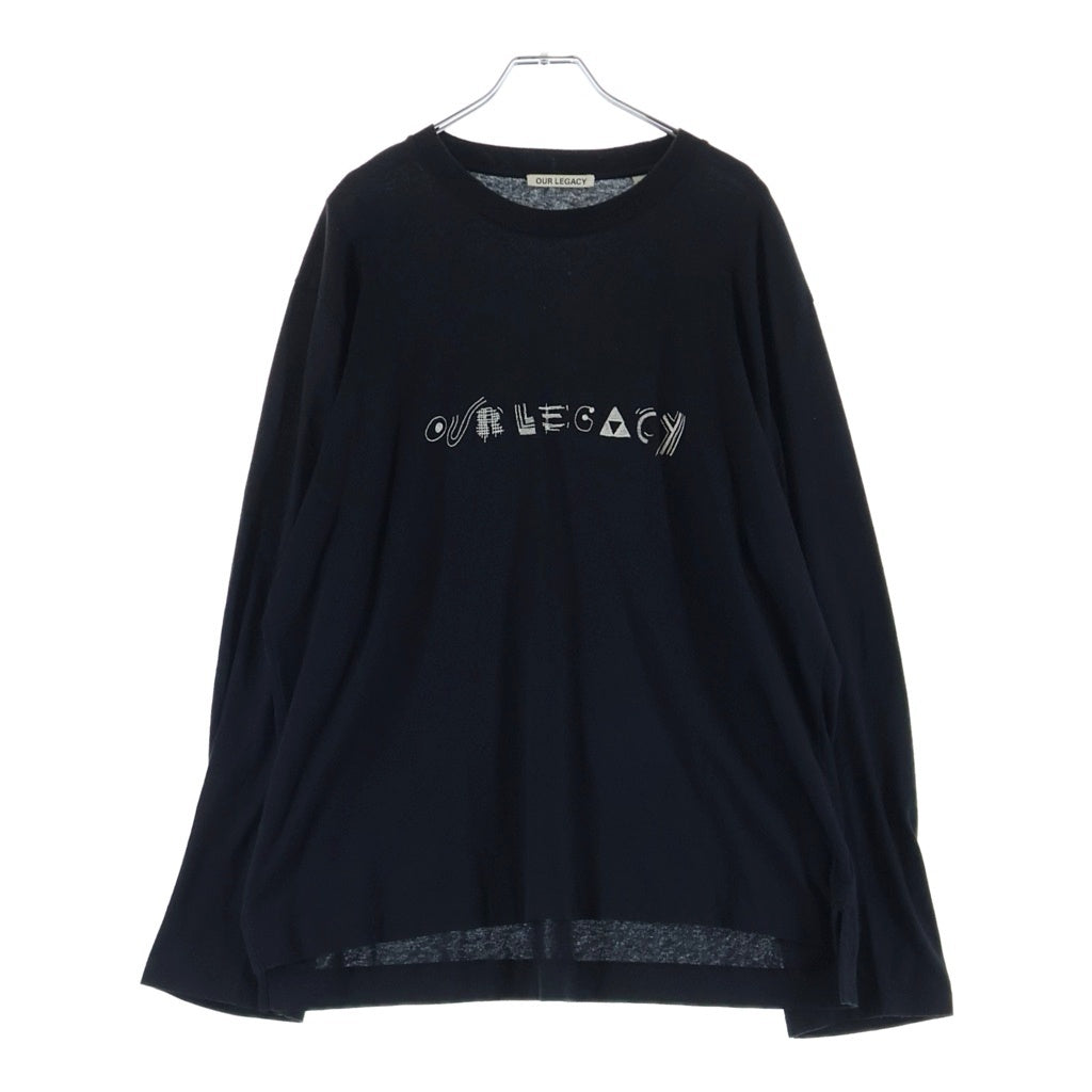 OUR LEGACY(アワーレガシー) ロゴ刺繍 クルーネック 長袖Tシャツ カットソー ブラック M4226CLB