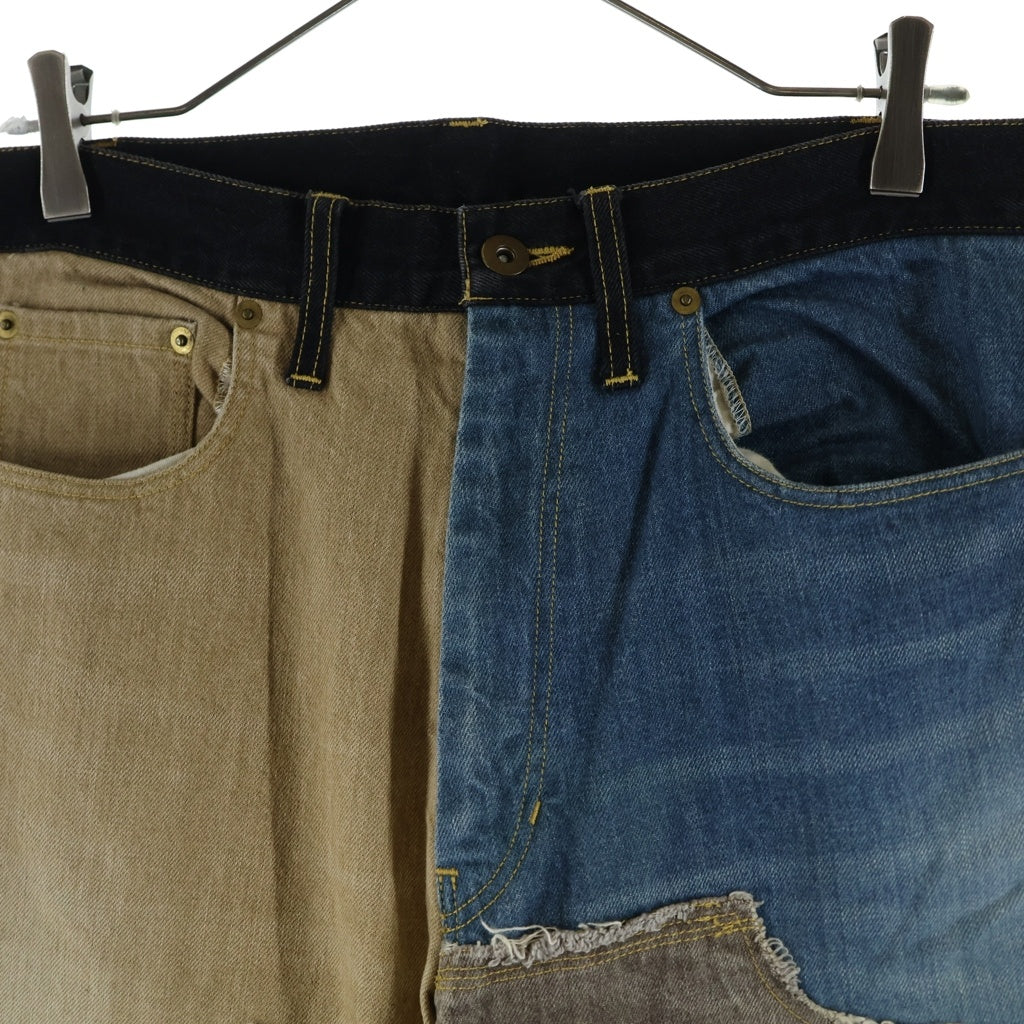 KHOKI(コッキ) 21AW Y Denim Pants 再構築 デニムパンツ インディゴ/ブラウン 21aw-p-04