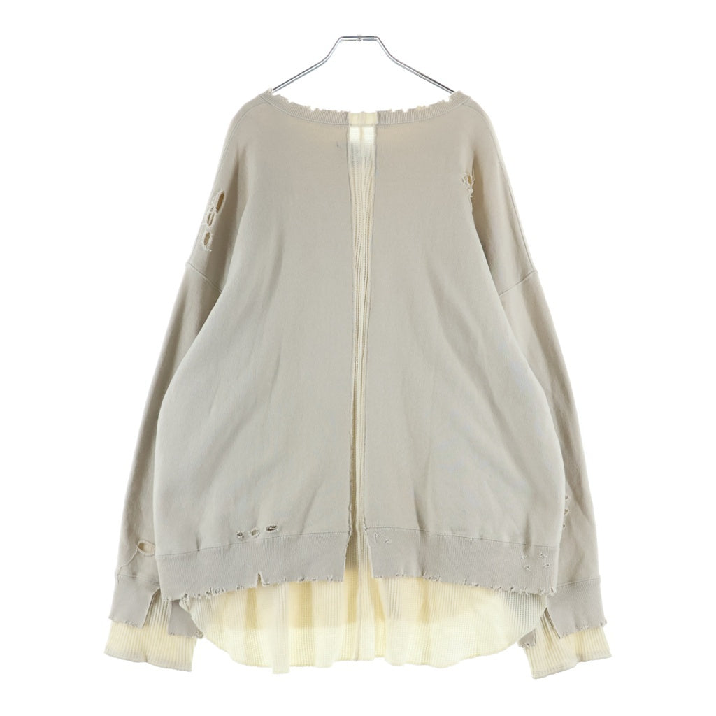 Stein(シュタイン) OVERSIZED LAYERED SWEAT LS ダメージ加工 オーバーサイズ サーマルレイヤード スウェットトレーナー グレー ST.239