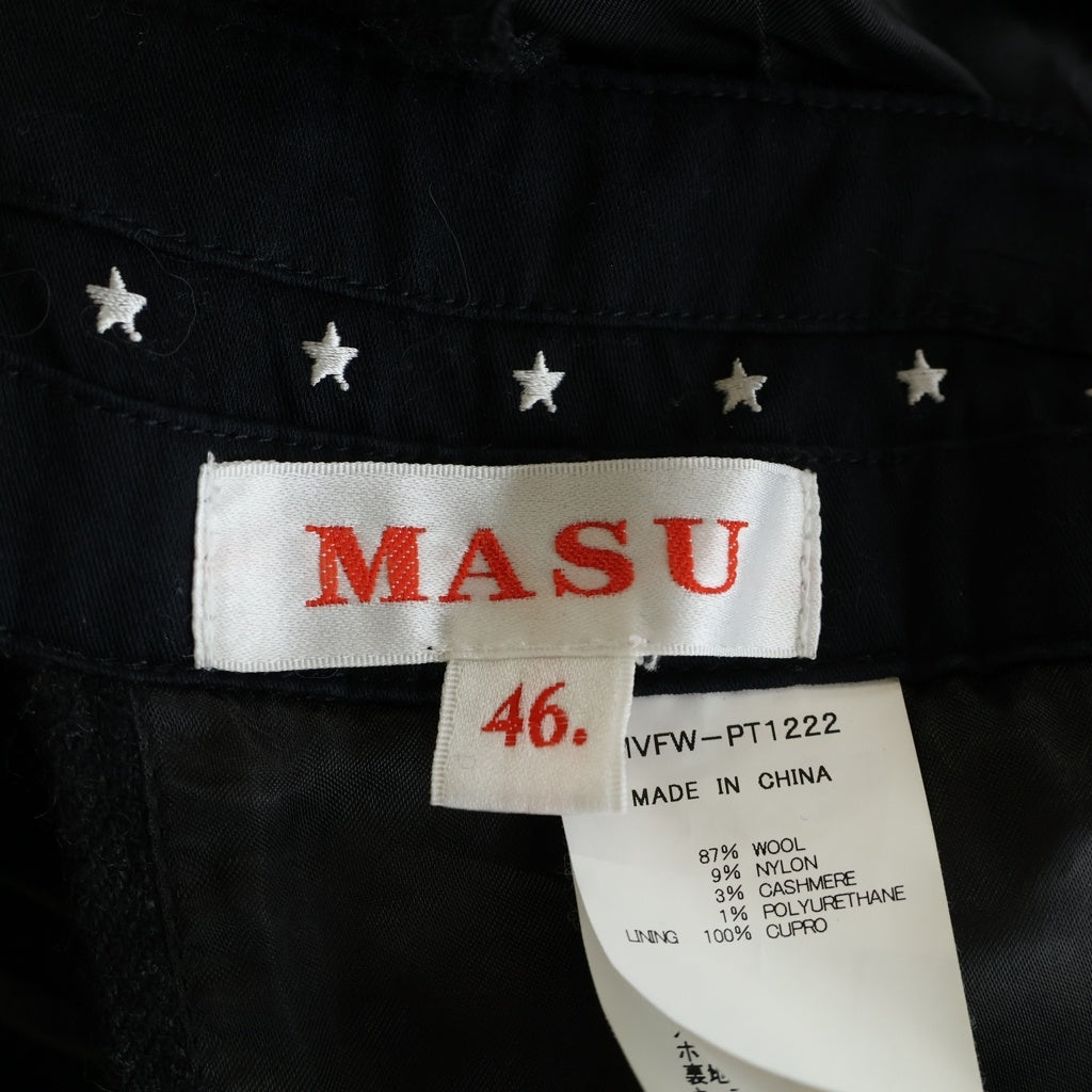 MASU(エムエーエスユー) 22AW TOWN CHAPS チャップスモカ レイヤード ウール 変形パンツ ブラック MVFW-PT1222