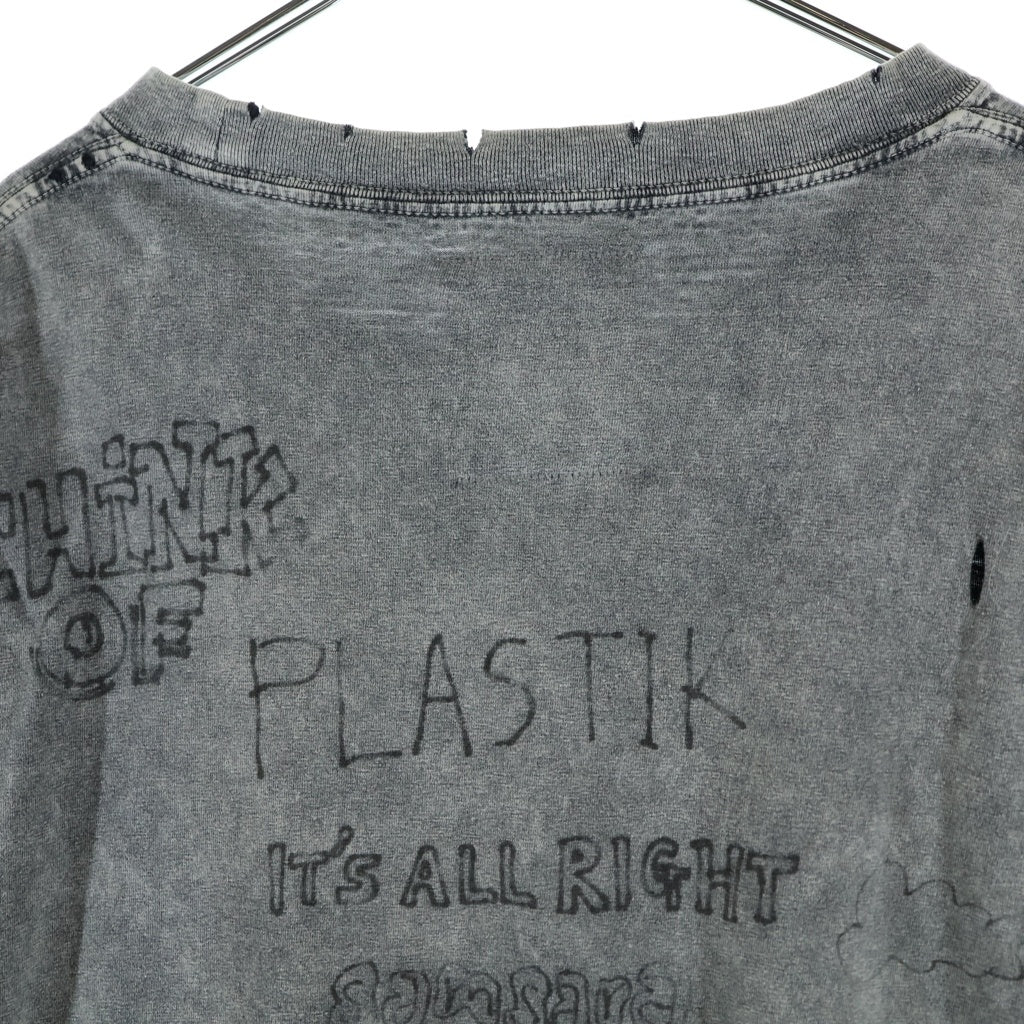 MAISON MIHARAYASUHIRO(メゾンミハラヤスヒロ) 24AW Distressed Cat Print T-shirt ブリーチ加工 キャットプリント 半袖Tシャツ カットソー グレー A13TS611