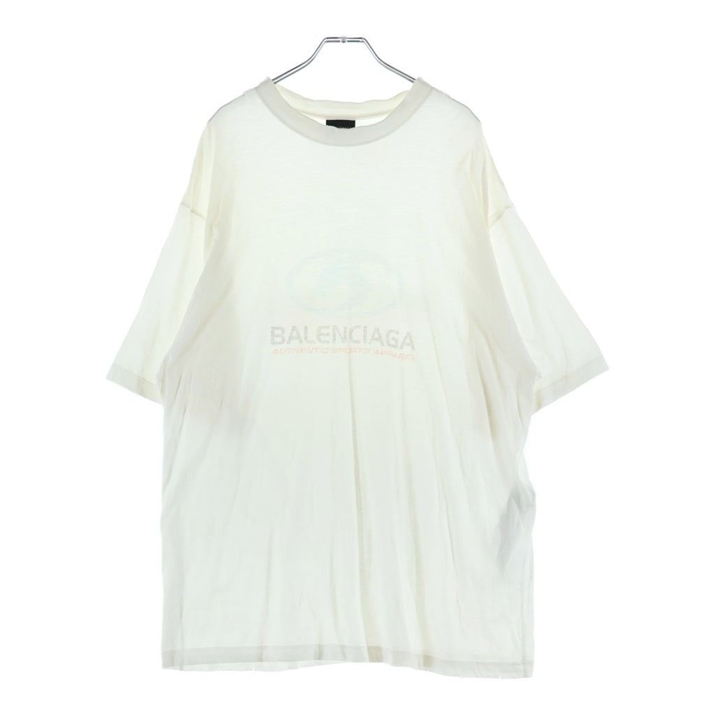 BALENCIAGA(バレンシアガ) 24SS Surf Logo Tee サーフロゴ ミディアムフィット ダメージ加工 半袖Tシャツ カットソー ホワイト 764235 TPVM3