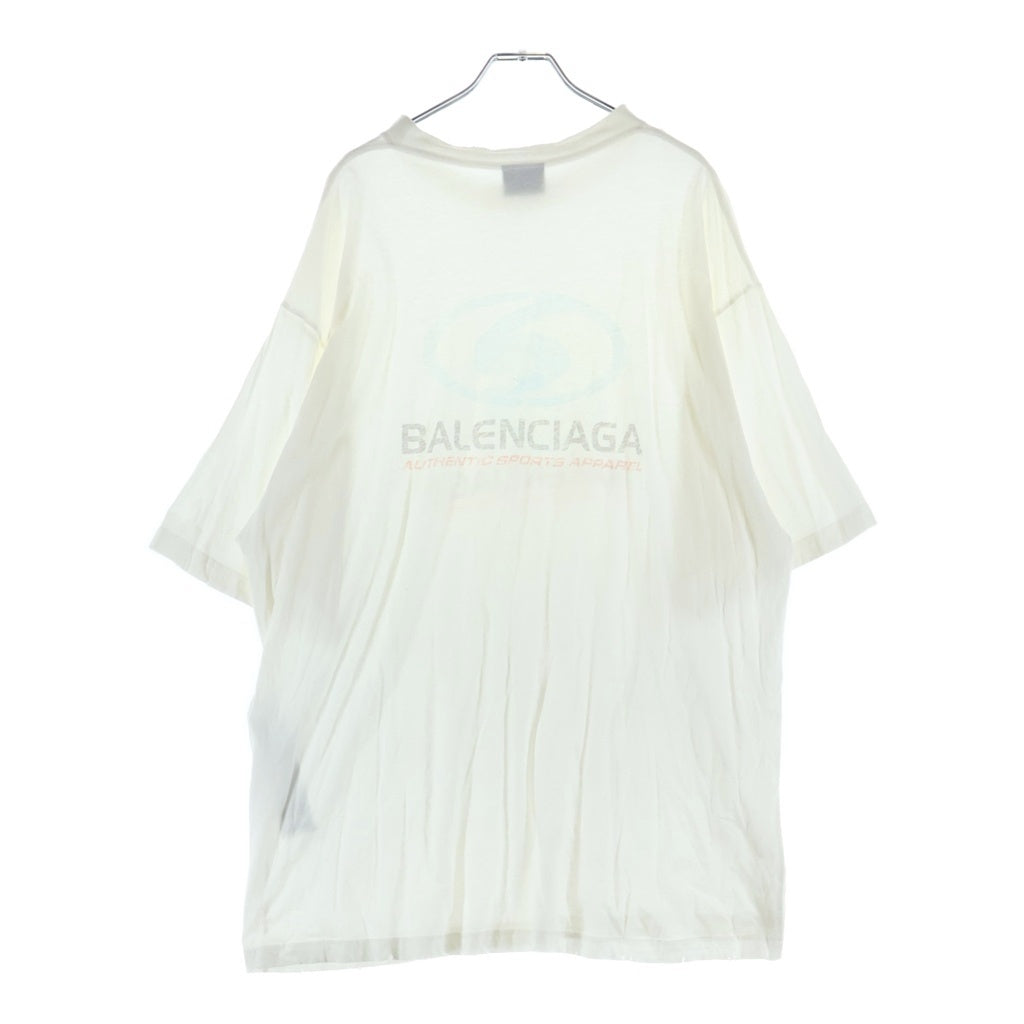 BALENCIAGA(バレンシアガ) 24SS Surf Logo Tee サーフロゴ ミディアムフィット ダメージ加工 半袖Tシャツ カットソー ホワイト 764235 TPVM3