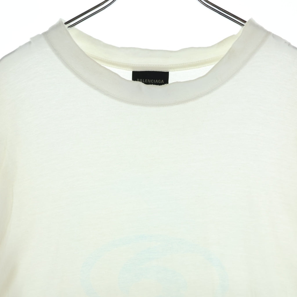 BALENCIAGA(バレンシアガ) 24SS Surf Logo Tee サーフロゴ ミディアムフィット ダメージ加工 半袖Tシャツ カットソー ホワイト 764235 TPVM3