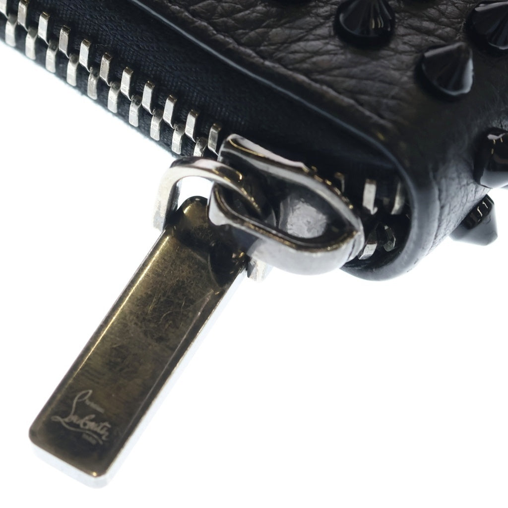 CHRISTIAN LOUBOUTIN(クリスチャンルブタン) PANETTONE LONG ZIP WALLET パネトーネ スパイクスタッズ カーフレザー ロングウォレット 長財布 ブラック
