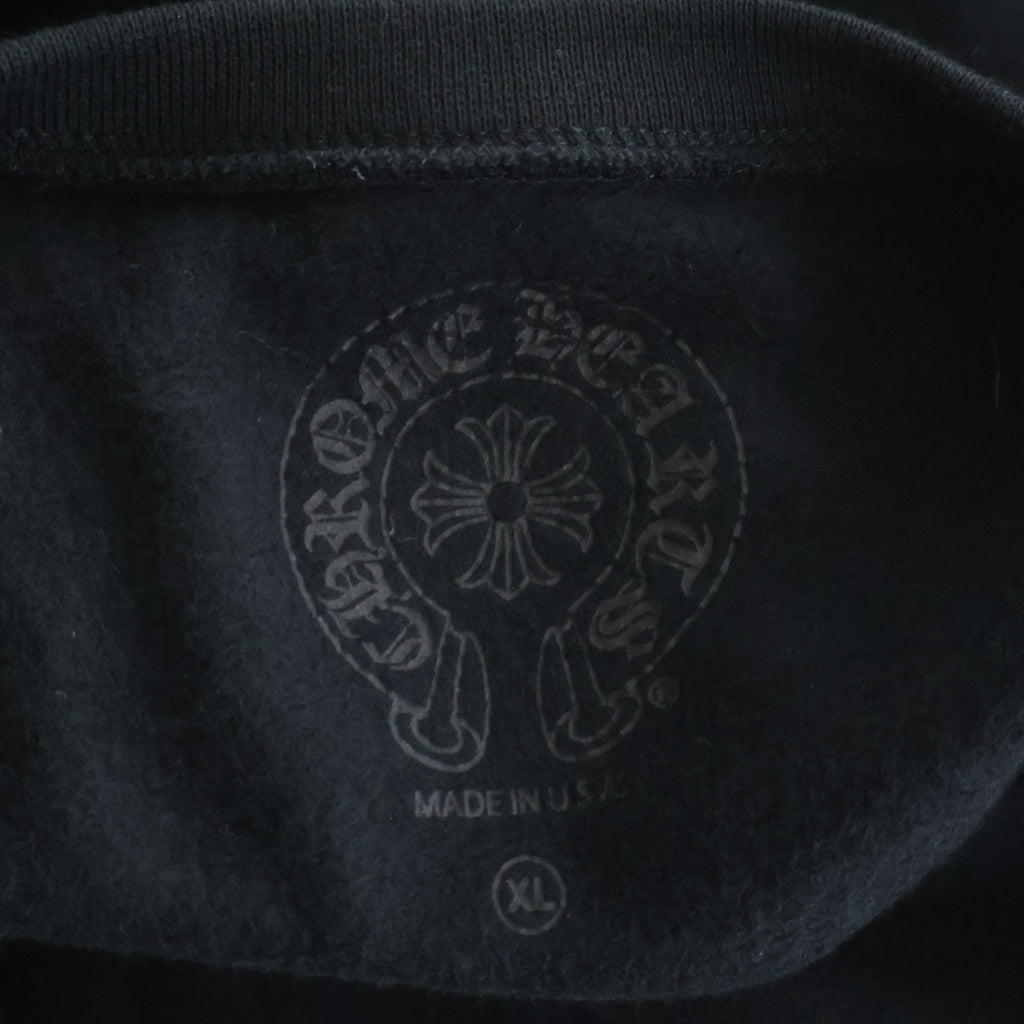 CHROME HEARTS(クロムハーツ) Horseshoe Arm Floral Cross L/S Sweatshirt ホースシュー アームフローラルクロス クルーネック スウェットトレーナー ブラック