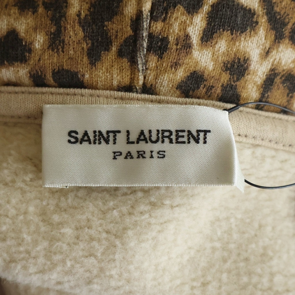 SAINT LAURENT PARIS(サンローランパリ) YSL 刺繍 レオパード スウェット ジップパーカー ブラウン 635708 YBTX2