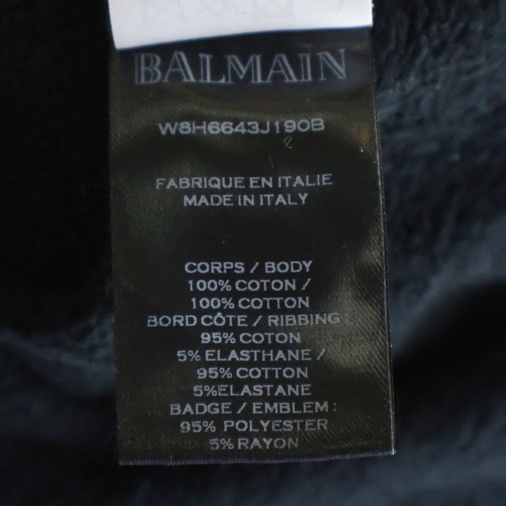BALMAIN(バルマン) ロゴワッペン サイドジップ ラメ加工 スウェットジップパーカー ブラック W8H6643J190B
