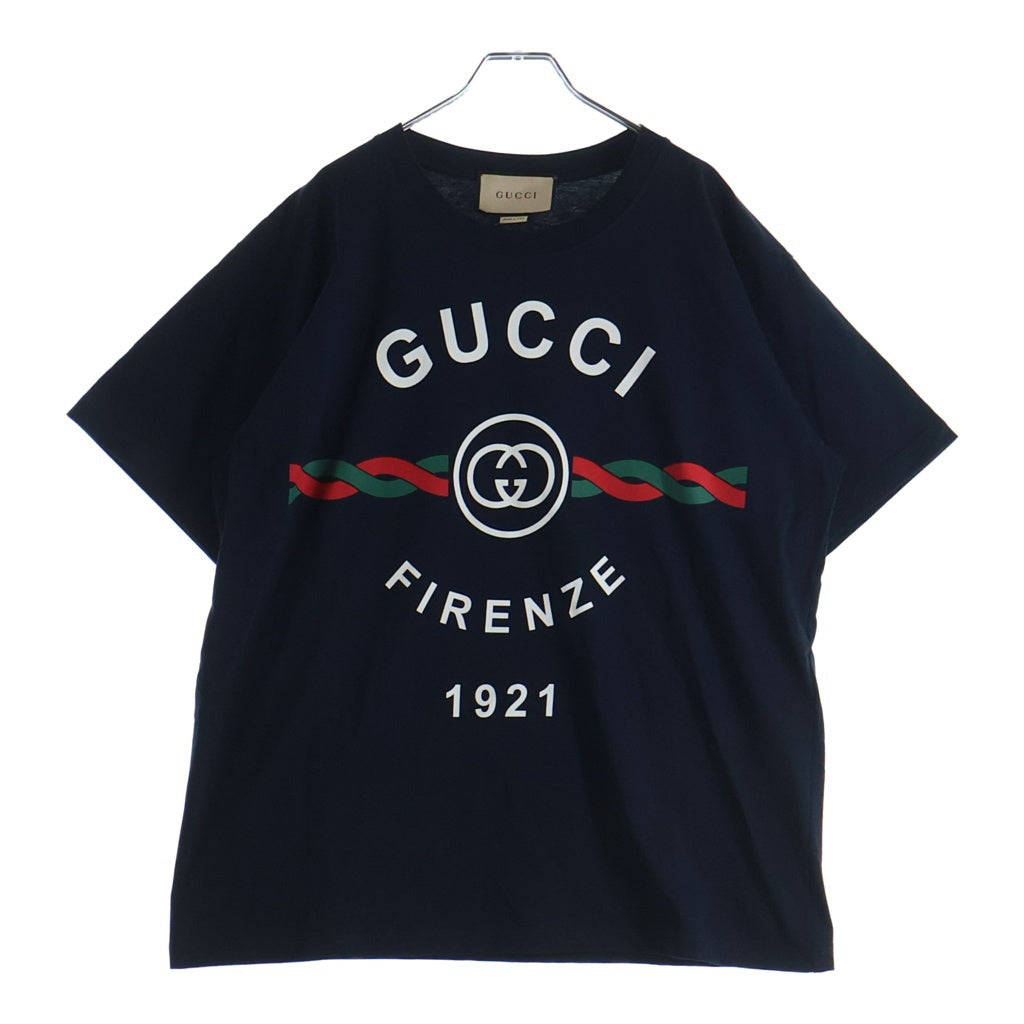 GUCCI(グッチ) FIRENZE 1921 PRINT TEE フィレンツェ プリントデザイン クルーネック半袖Tシャツカットソー ブラック 616036 XJD7T