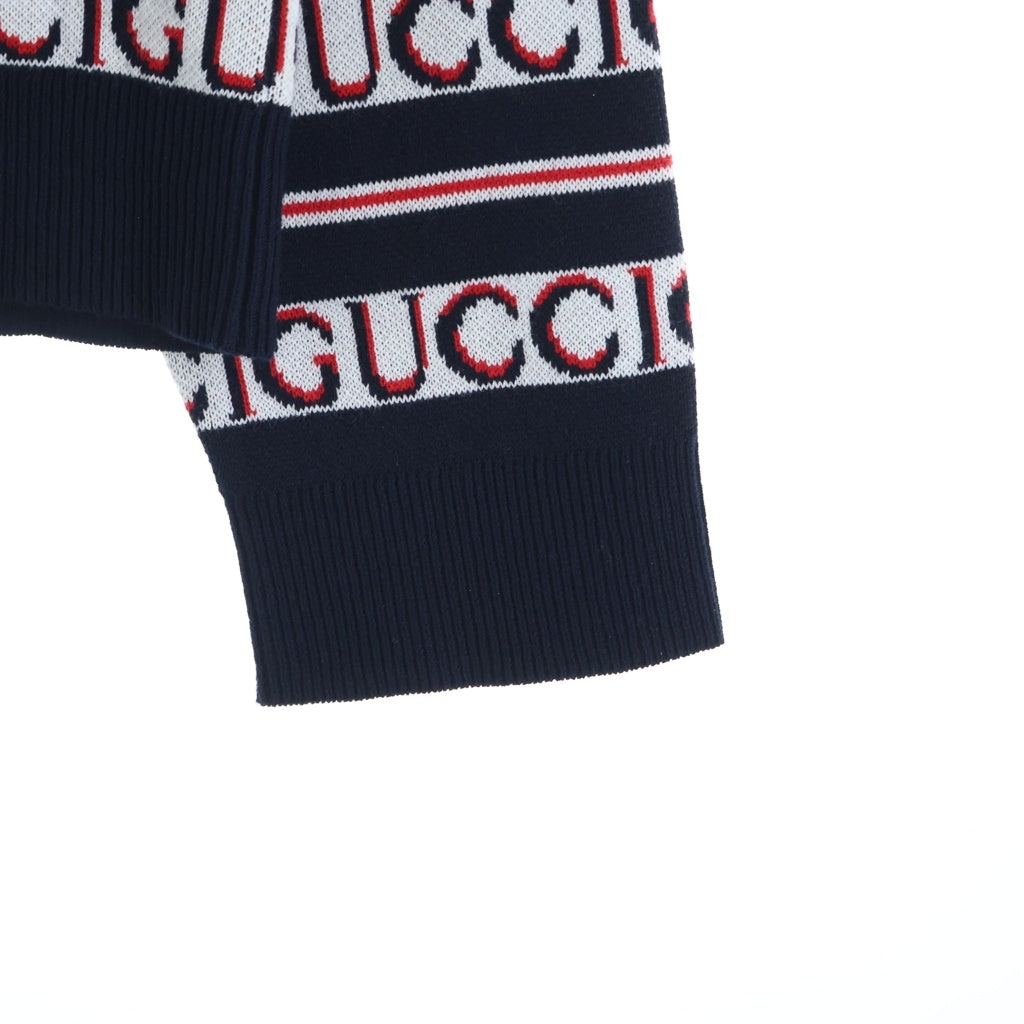 GUCCI(グッチ) ロゴ総柄 ジャガード ニットカーディガン ブラック/レッド 787690 XKD2Y