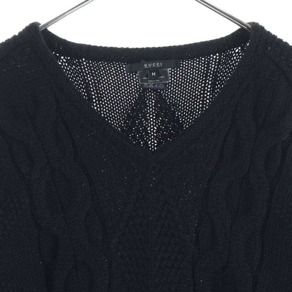 GUCCI(グッチ) Alpaca Cable Knit Sweater アルパカ ケーブルニットセーター ブラック 164815 Z2462