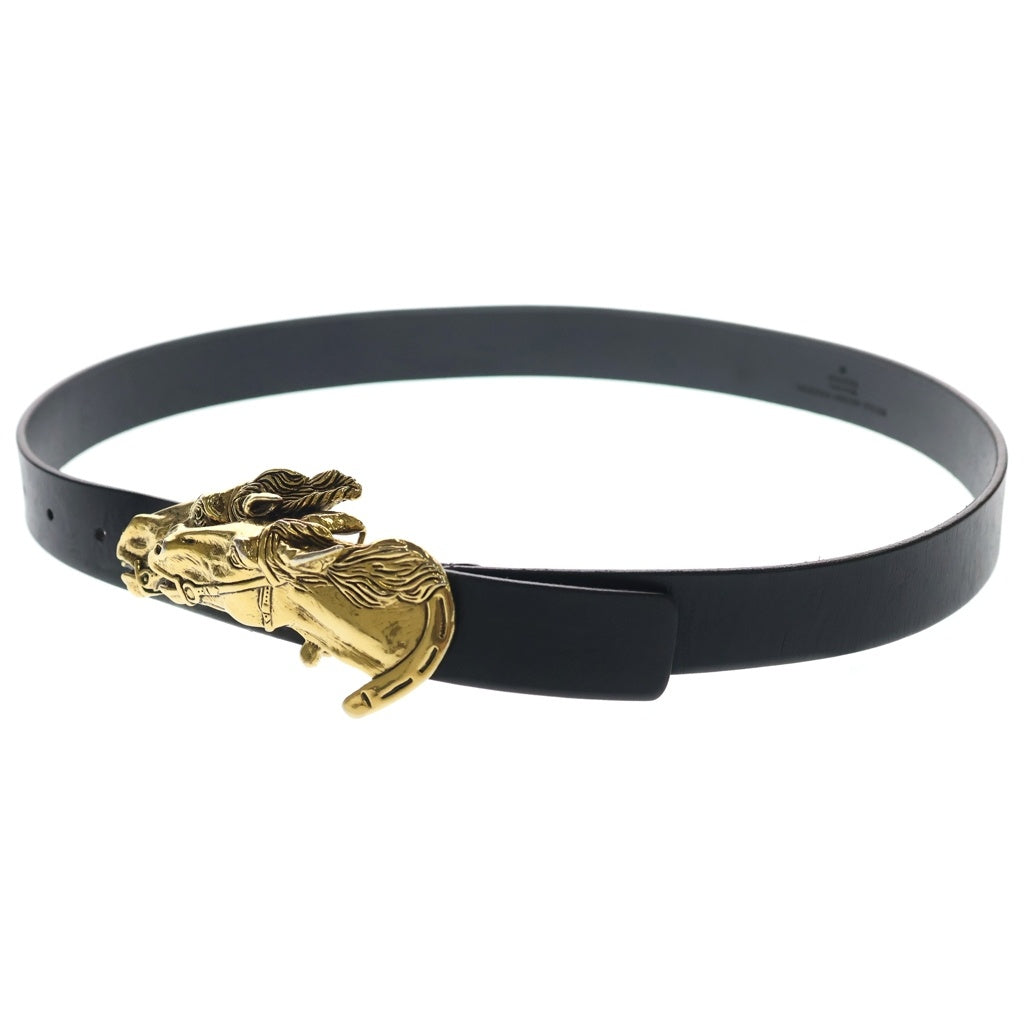 GUCCI(グッチ) ホースバックル レザーベルト ブラック/ゴールド 163500 480199