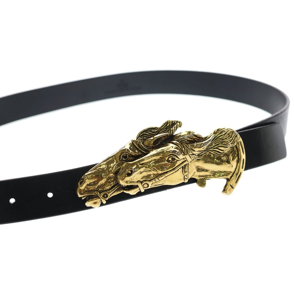 GUCCI(グッチ) ホースバックル レザーベルト ブラック/ゴールド 163500 480199