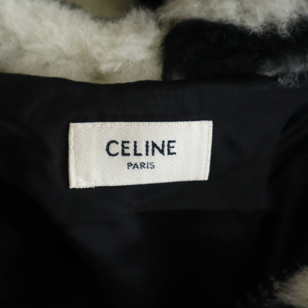 CELINE(セリーヌ) Alpaca Tiger Fleece Jacket アルパカ混 タイガー フリースジャケット ホワイト/ブラック 2Y905386W