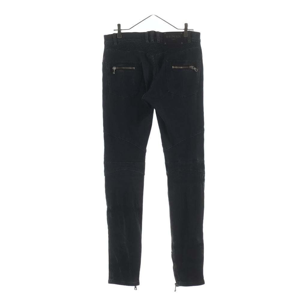 BALMAIN(バルマン) 裾ジップ バイカーデニムパンツ ブラック S8H5137T008