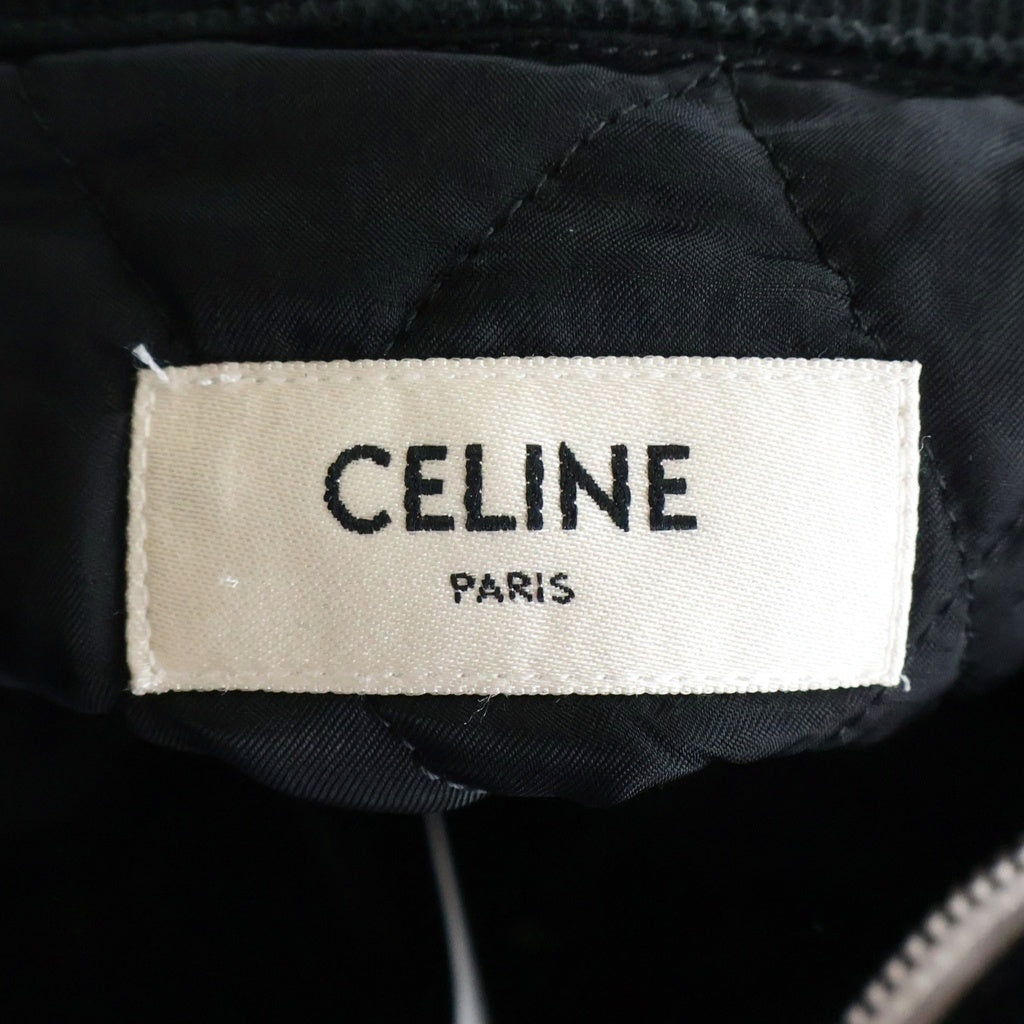 CELINE(セリーヌ) ラインストーン ロゴ刺繍 テディジャケット ブラック Q773580W