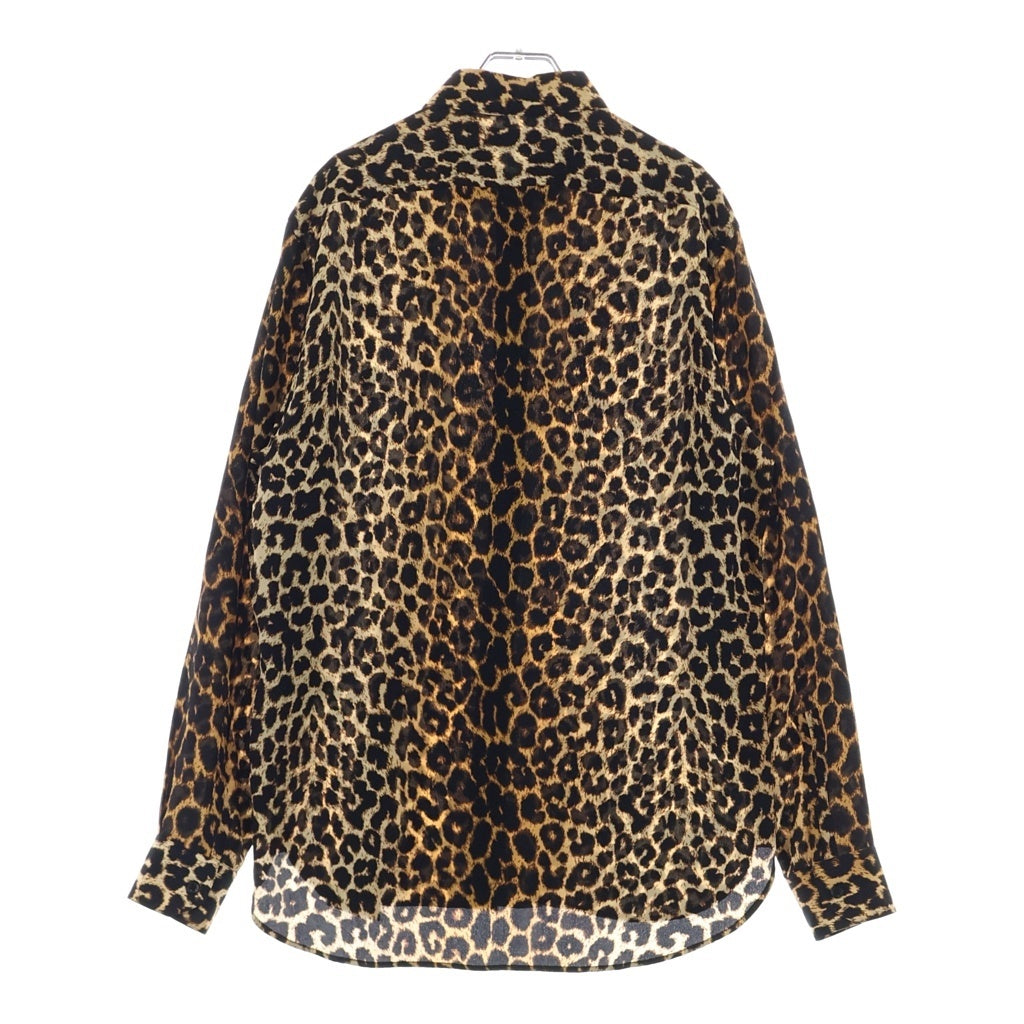 SAINT LAURENT PARIS(サンローランパリ) レオパード総柄 シルク 長袖シャツ ブラウン 564172 Y2B09