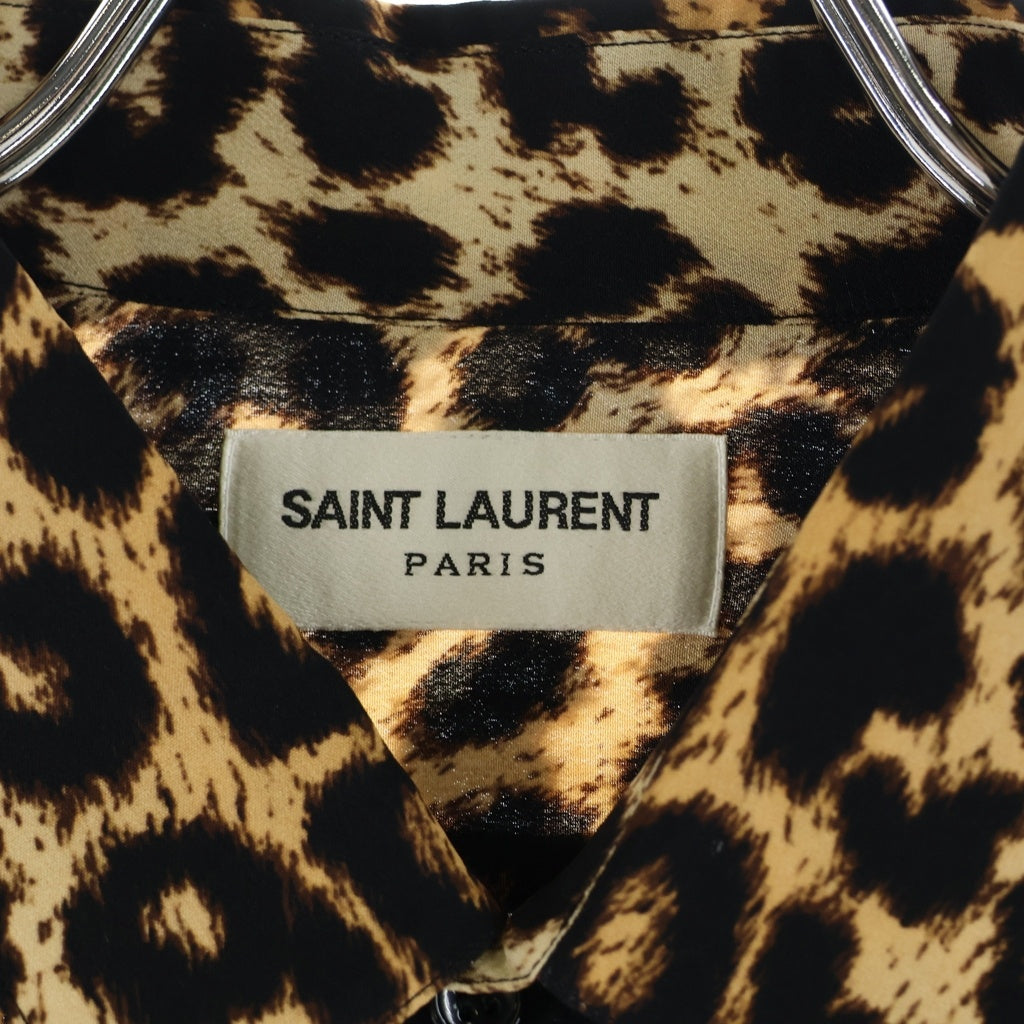 SAINT LAURENT PARIS(サンローランパリ) レオパード総柄 シルク 長袖シャツ ブラウン 564172 Y2B09