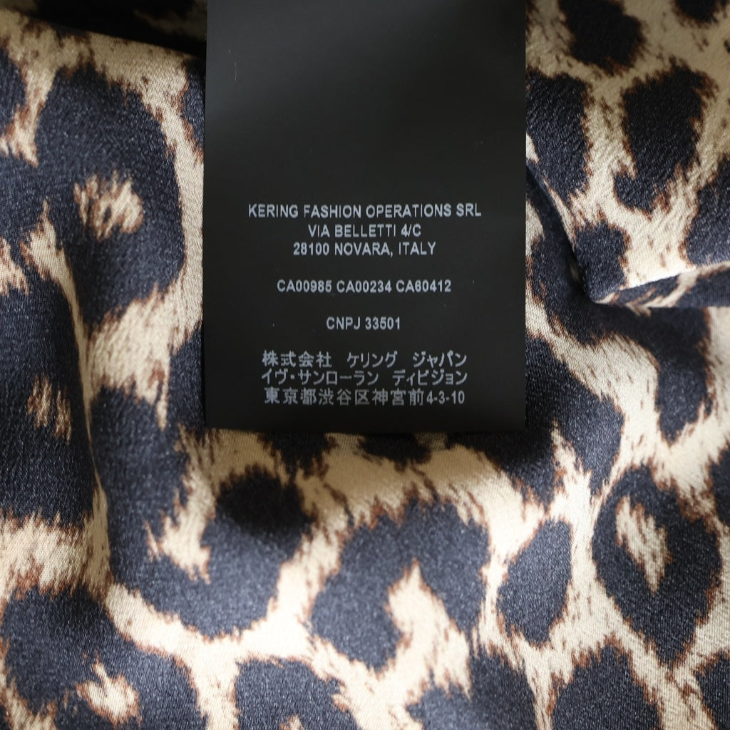 SAINT LAURENT PARIS(サンローランパリ) レオパード総柄 シルク 長袖シャツ ブラウン 564172 Y2B09