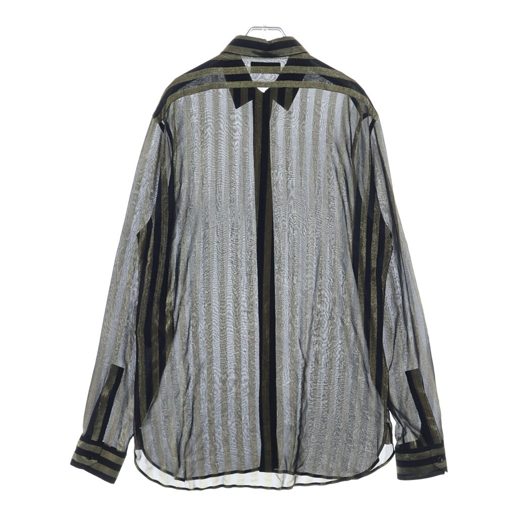 SAINT LAURENT PARIS(サンローランパリ) ストライプ シルク長袖シャツ ブラック 564172 Y006H