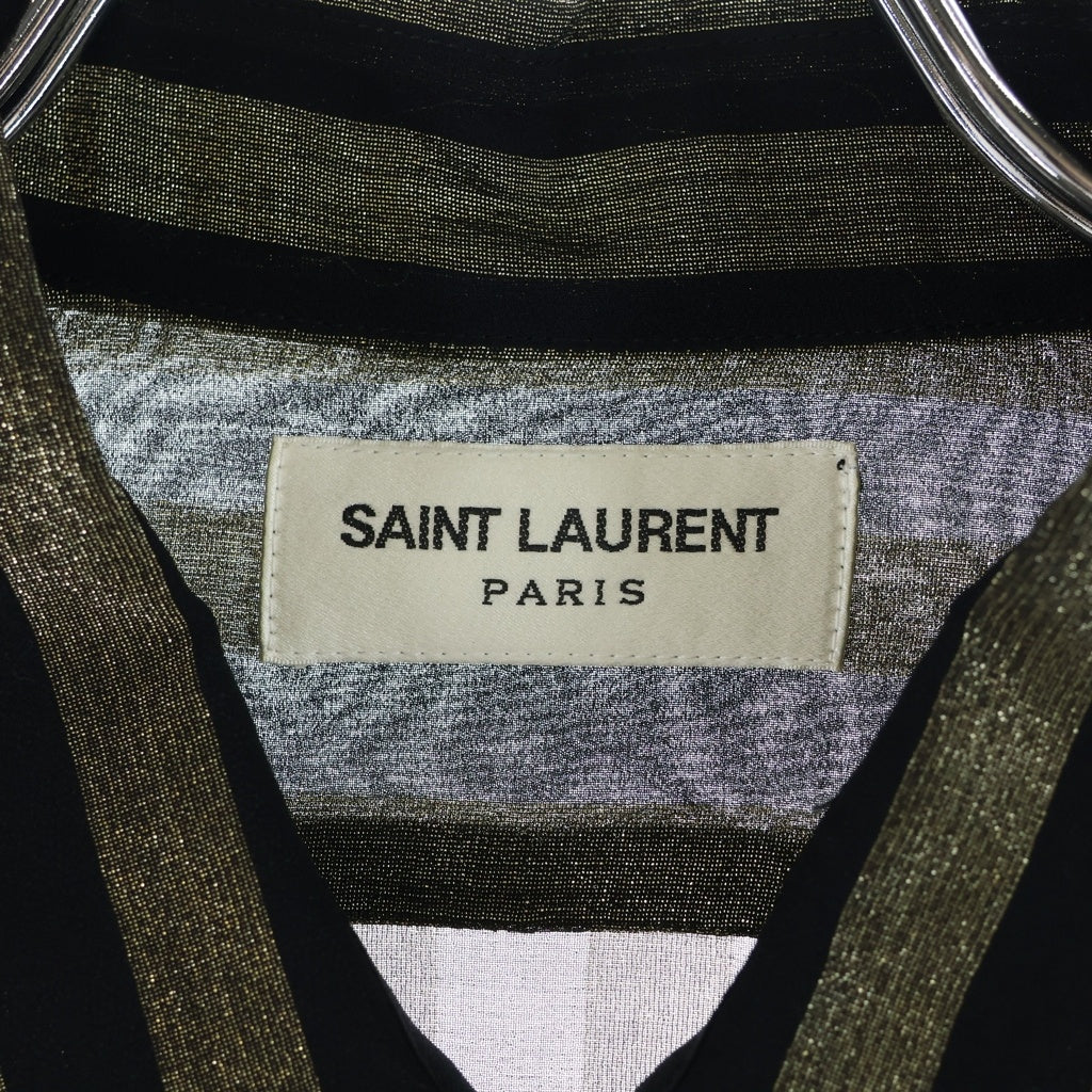 SAINT LAURENT PARIS(サンローランパリ) ストライプ シルク長袖シャツ ブラック 564172 Y006H