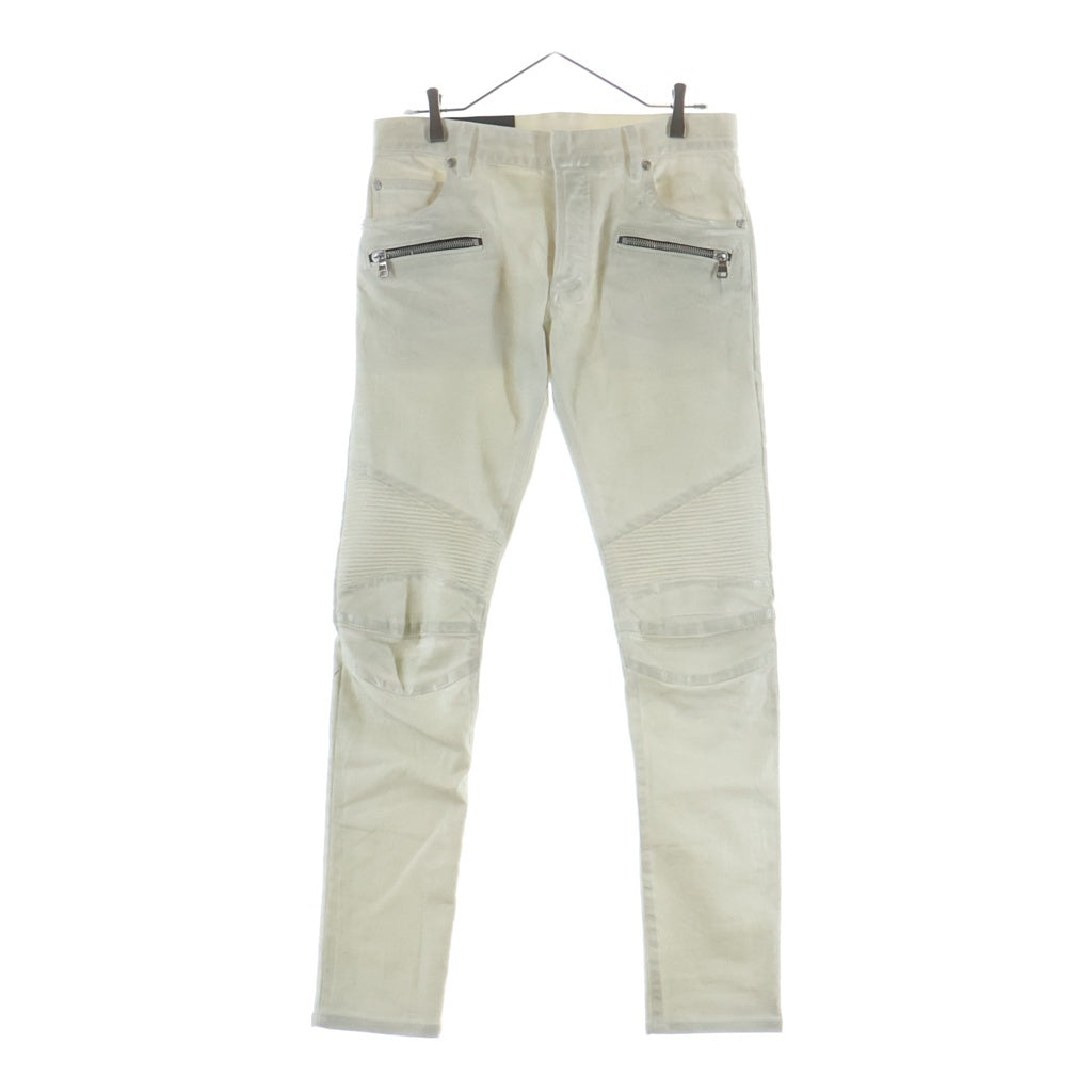 BALMAIN(バルマン) コーティング加工 バイカーデニムパンツ ホワイト RH15130Z008