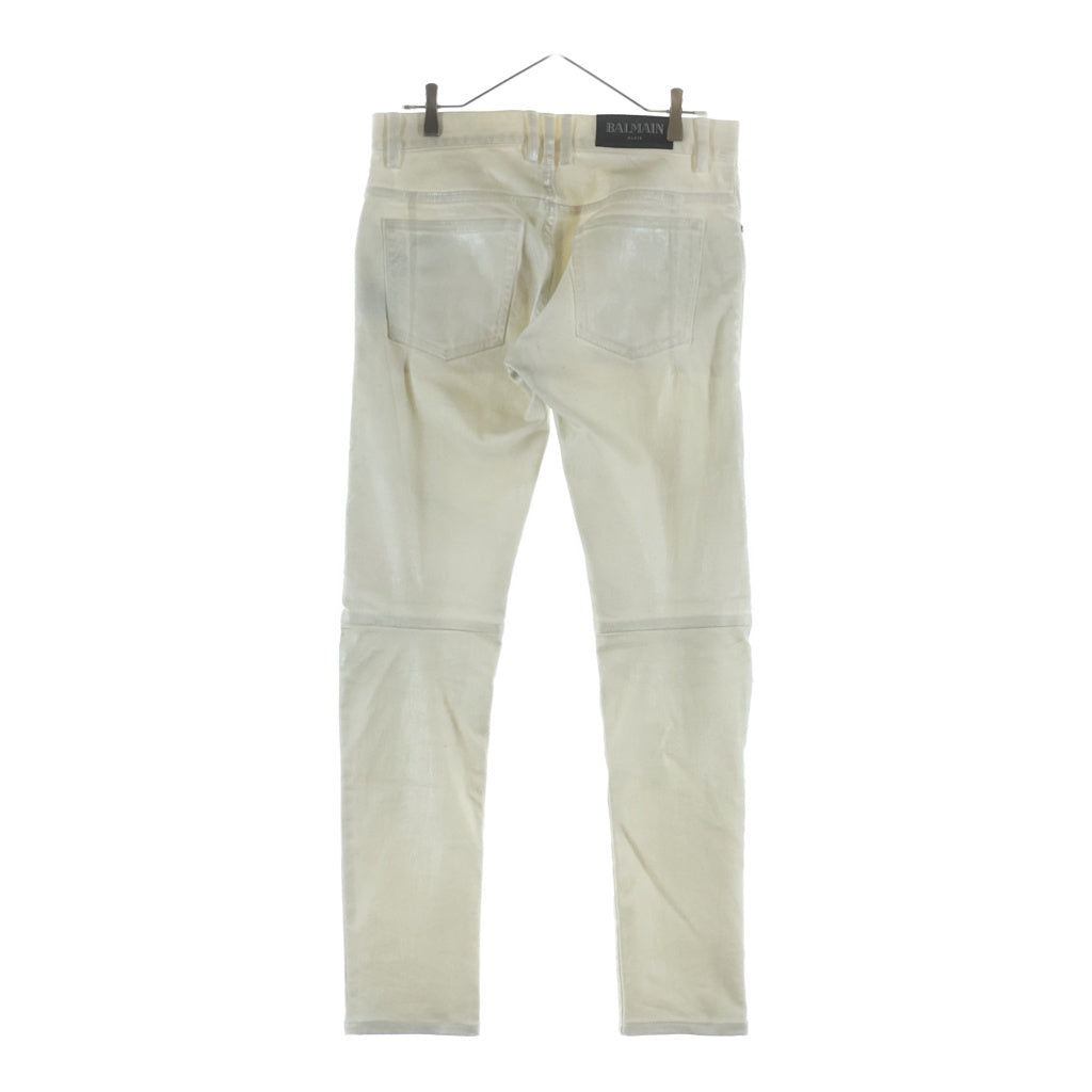 BALMAIN(バルマン) コーティング加工 バイカーデニムパンツ ホワイト RH15130Z008