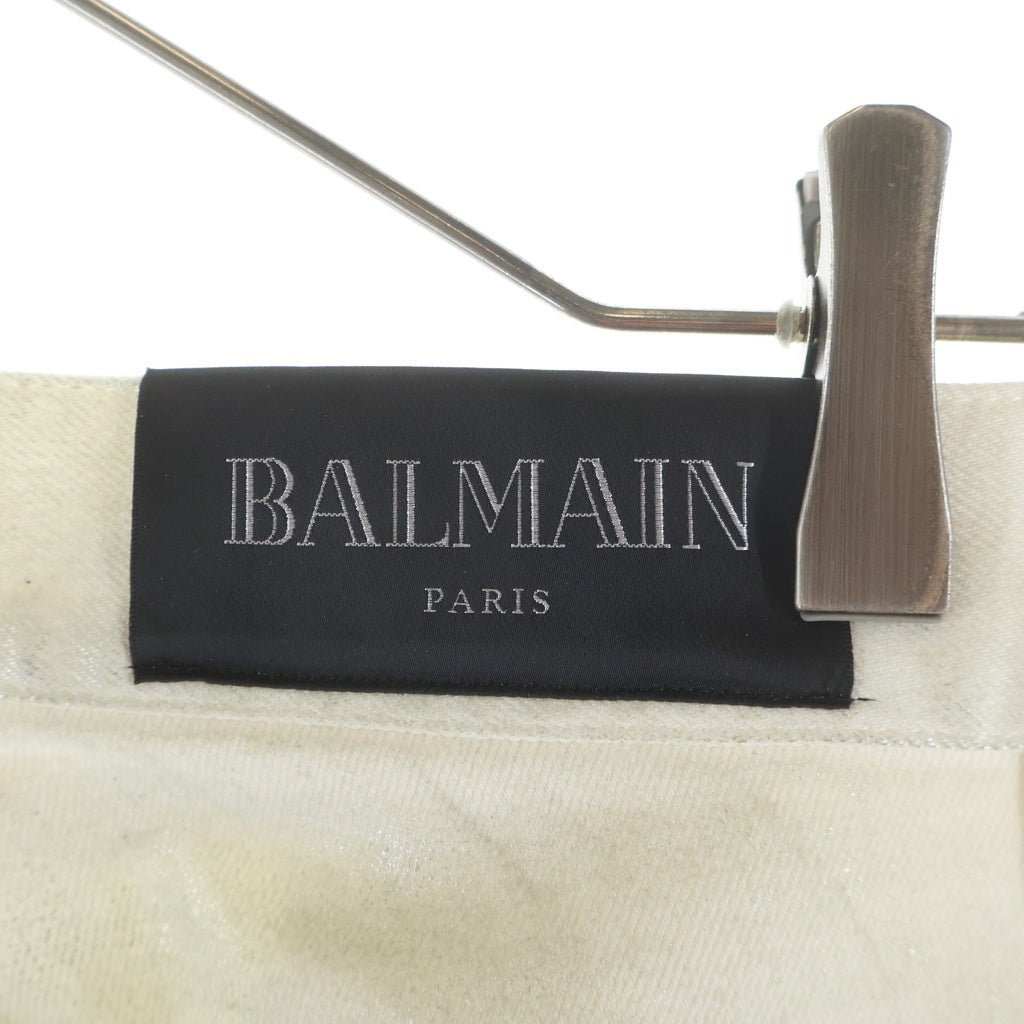 BALMAIN(バルマン) コーティング加工 バイカーデニムパンツ ホワイト RH15130Z008