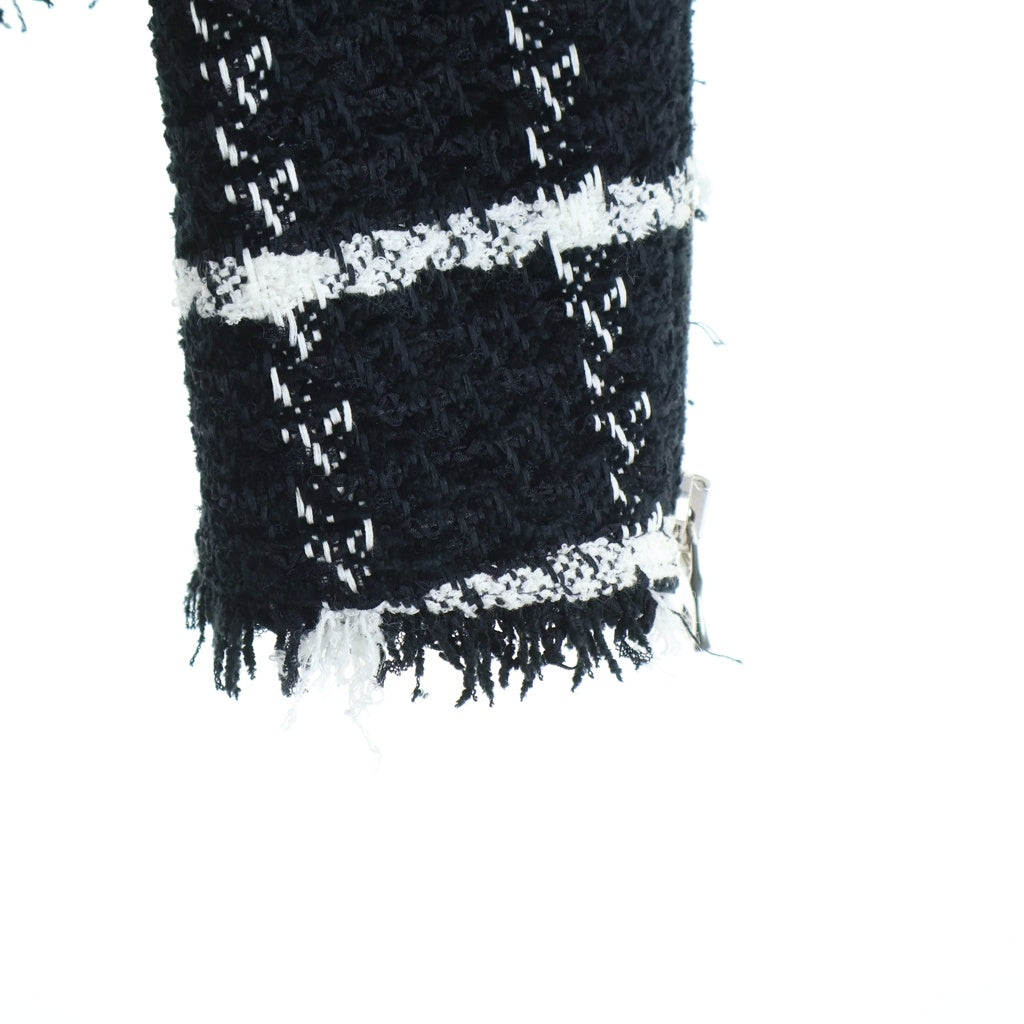 BALMAIN(バルマン) ツイード ダブルライダースジャケット ホワイト/ブラック SH08242S006