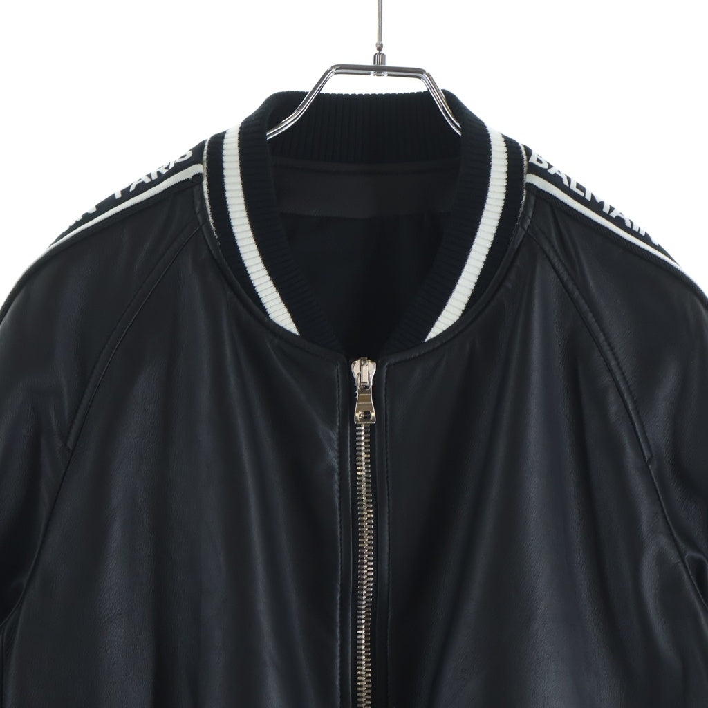 BALMAIN(バルマン) ロゴラベル レザーブルゾン ジャケット ブラック RH18893L002