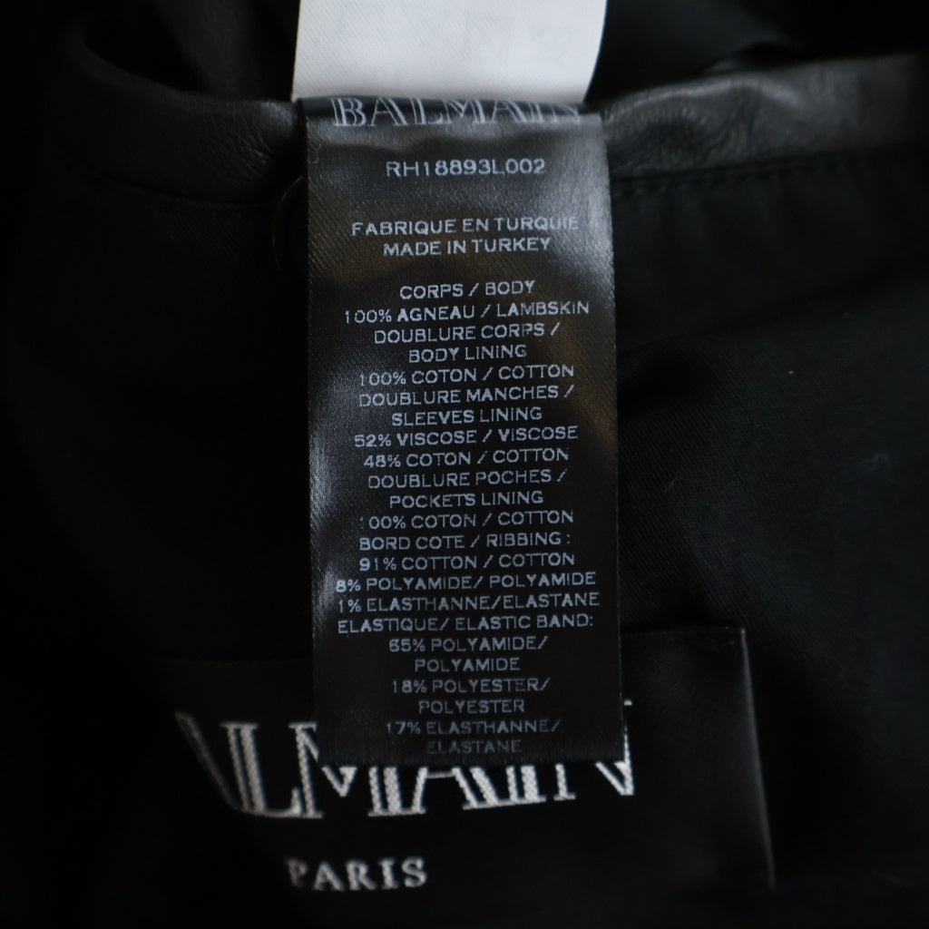 BALMAIN(バルマン) ロゴラベル レザーブルゾン ジャケット ブラック RH18893L002