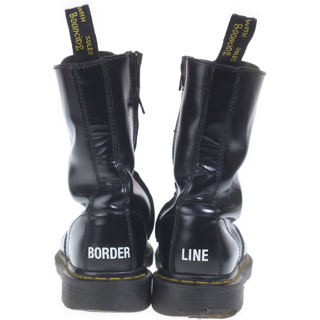 VETEMENTS(ヴェトモン) 18SS BODERLINE LEATHER BOOTS 10ホール サイドジップ ノーレース レザー ブーツ ブラック 1490VTM