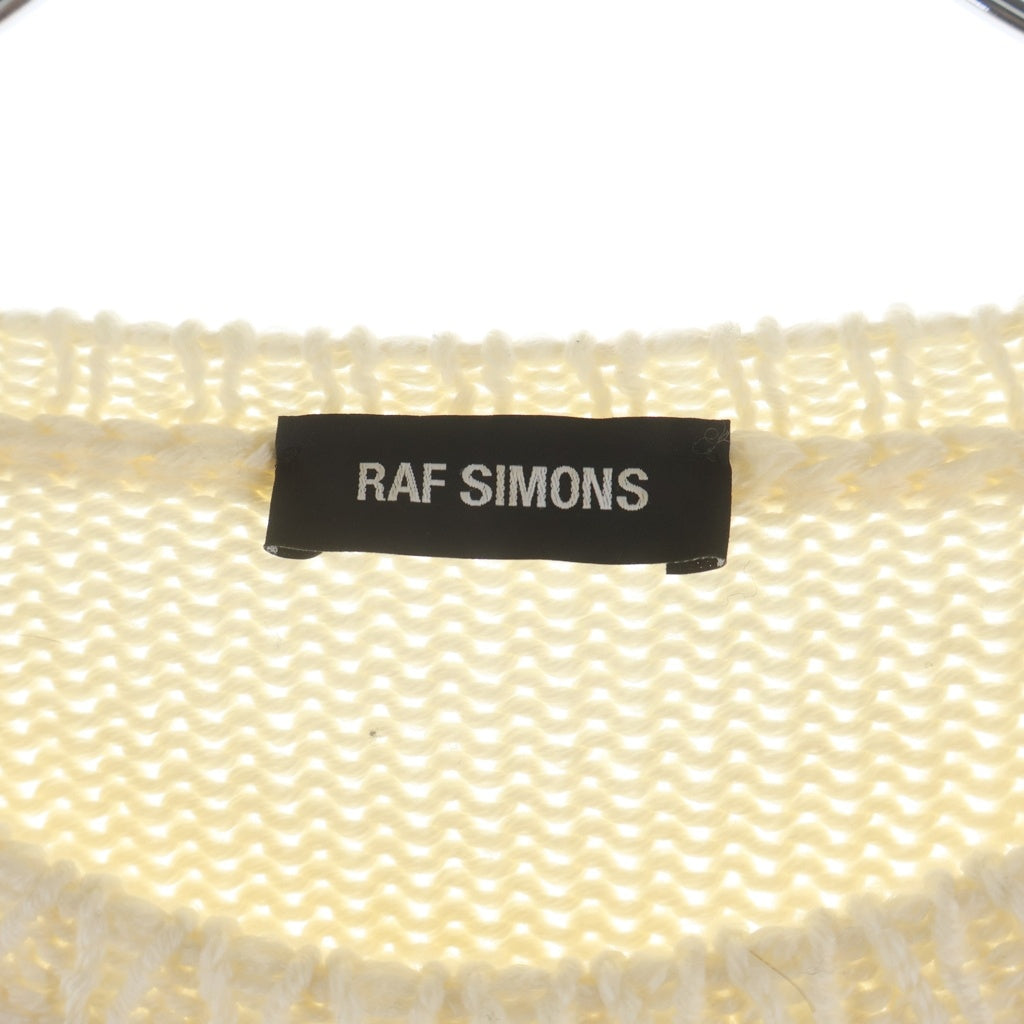 RAF SIMONS(ラフシモンズ) 17AW OVERSIZED T-SHIRT WITH JACQUARD IMAGE オーバーサイズ NYエンブロイダリー ジャガード ニット セーター ホワイト RAF-172-827-50003