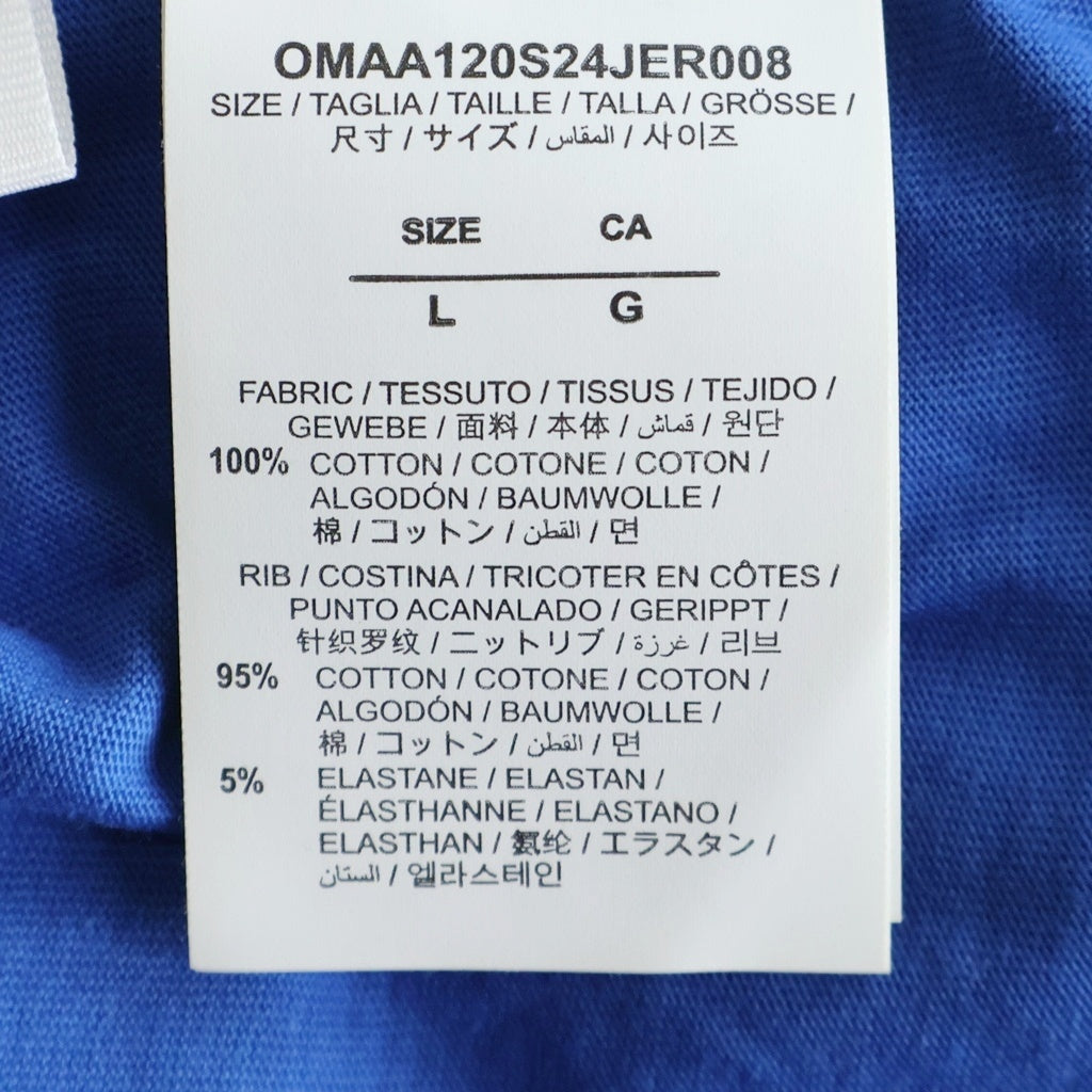 OFF-WHITE(オフホワイト) 24SS ナンバリング ロゴ プリントクルーネック 半袖Tシャツカットソーブルー OMAA120S24JER008