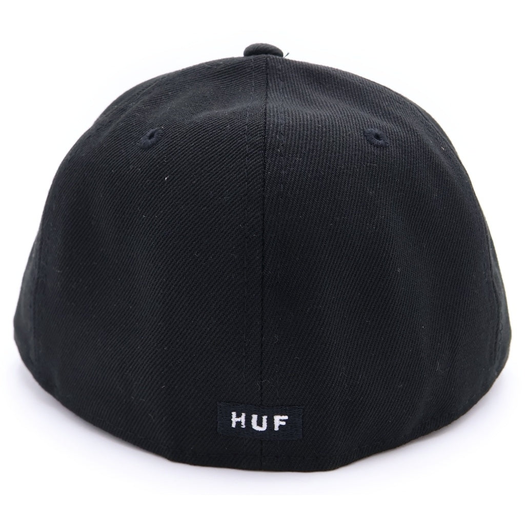 HUF(ハフ) ×New Era 59FIFTY ニューエラ ロゴ刺繍 ベースボールキャップ 帽子 ブラック