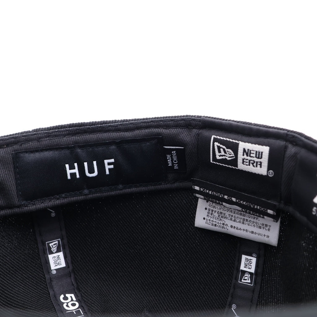 HUF(ハフ) ×New Era 59FIFTY ニューエラ ロゴ刺繍 ベースボールキャップ 帽子 ブラック