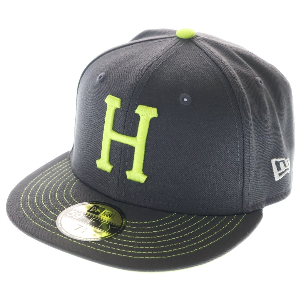 HUF(ハフ) ×New Era 59FIFTY ニューエラ ロゴ刺繍 ベースボールキャップ 帽子 グレー/イエロー
