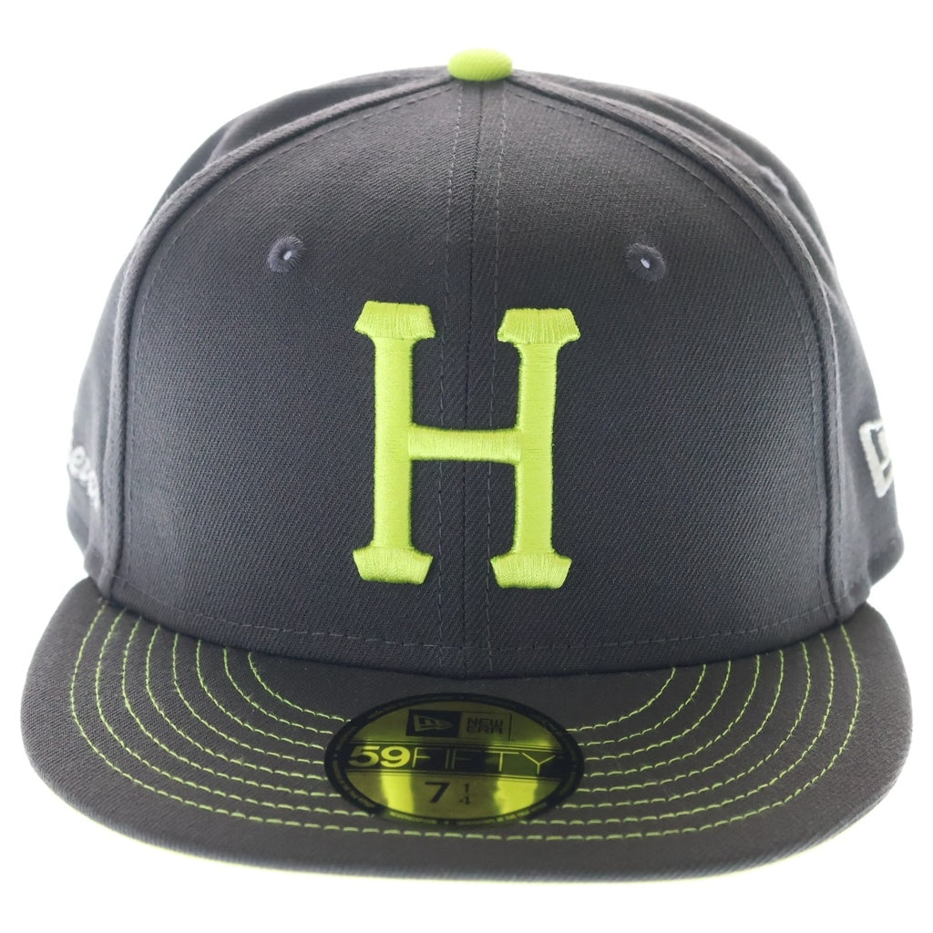 HUF(ハフ) ×New Era 59FIFTY ニューエラ ロゴ刺繍 ベースボールキャップ 帽子 グレー/イエロー