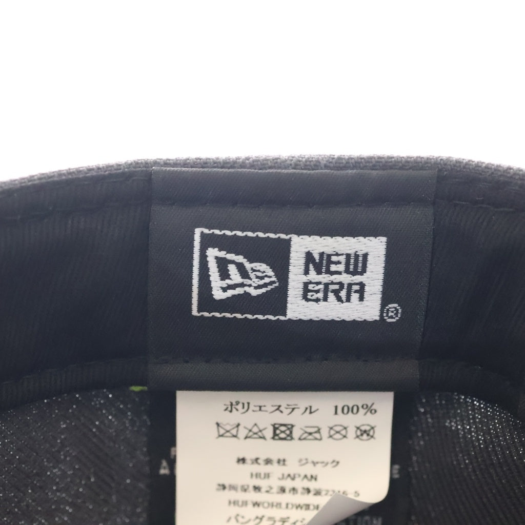 HUF(ハフ) ×New Era 59FIFTY ニューエラ ロゴ刺繍 ベースボールキャップ 帽子 グレー/イエロー
