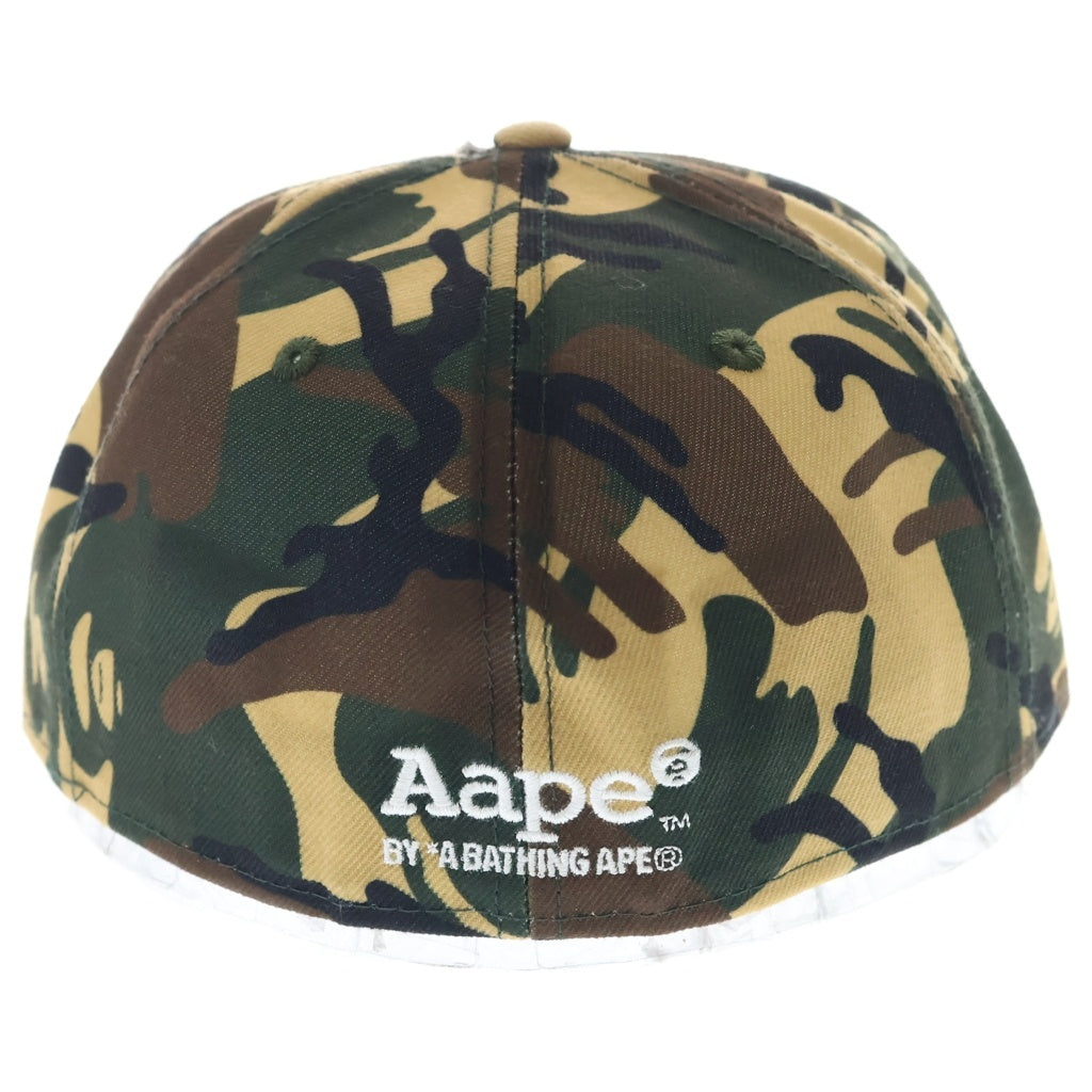 A BATHING APE(アベイシングエイプ) ×New Era ニューエラ ロゴ刺繍 カモ柄 ベースボールキャップ 帽子 カーキ AAPCPM4001XBB