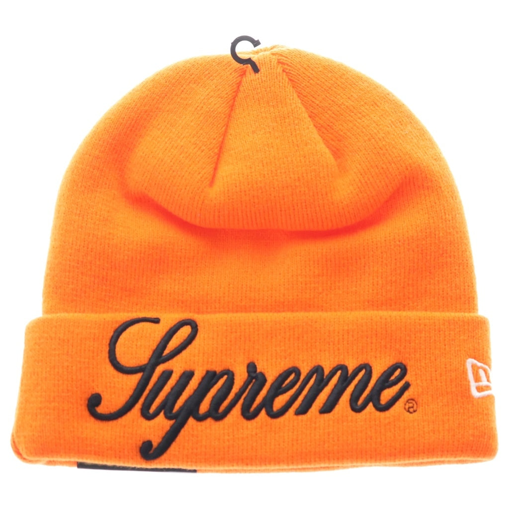 SUPREME(シュプリーム) 24AW× New Era Script Beanie ニューエラ ロゴ 刺繍 ニット帽 ビーニー ニットキャップ オレンジ