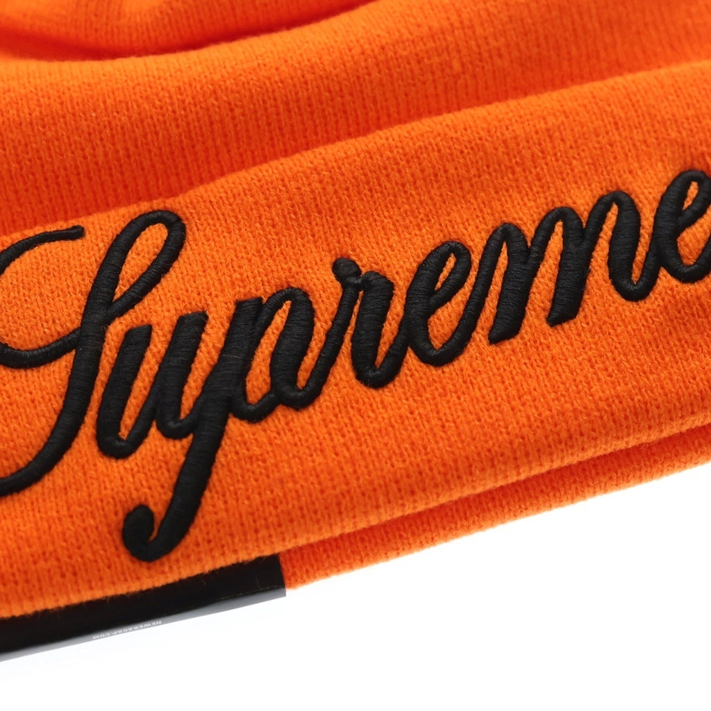 SUPREME(シュプリーム) 24AW× New Era Script Beanie ニューエラ ロゴ 刺繍 ニット帽 ビーニー ニットキャップ オレンジ