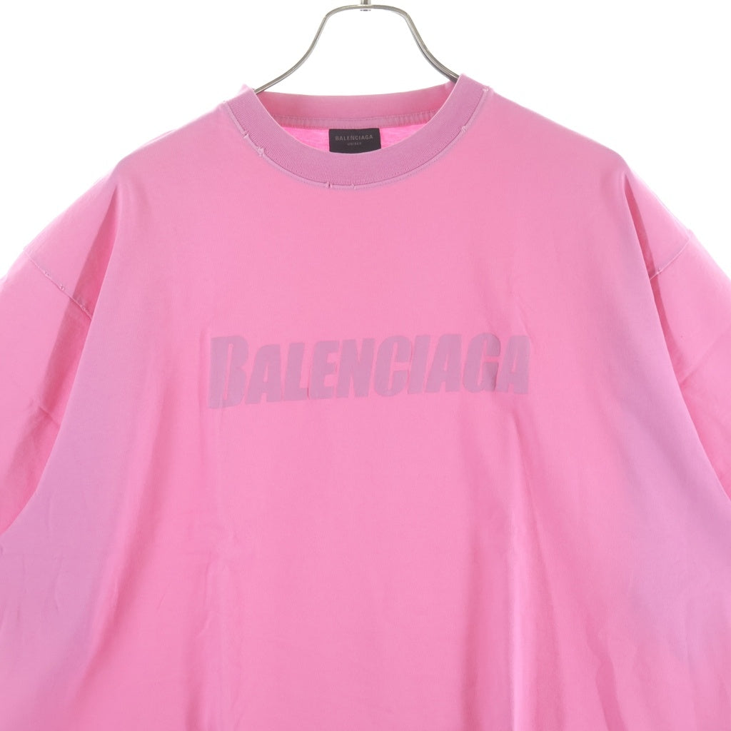 BALENCIAGA(バレンシアガ) ロゴ ダメージ加工 オーバーサイズ 半袖Tシャツ ピンク 651795 TNVL1