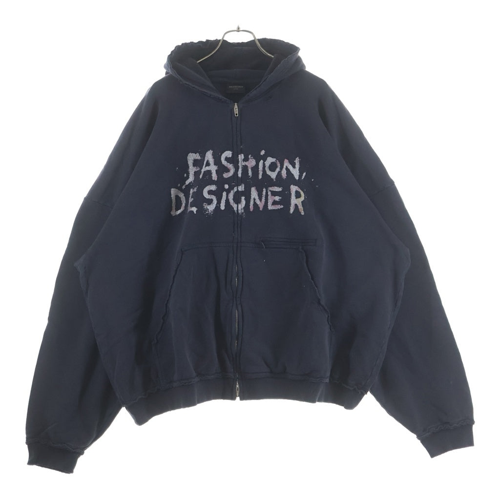 BALENCIAGA(バレンシアガ) 24AW Fashion Designer Pulled Zip Up Hoodie ファッションデザイナー スウェットジップパーカー バレンシアガ ブラック 808227 TSVC3