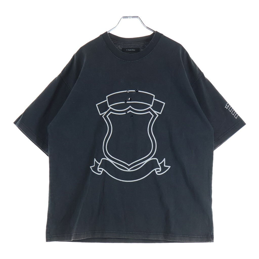 NO BRAND(ノーブランド) RE: Number (N)ine EMBLEM CLASH PIGMENT BIO TEE エンブレム ショットガンクラッシュ加工 半袖Tシャツ グレー NMBsc537
