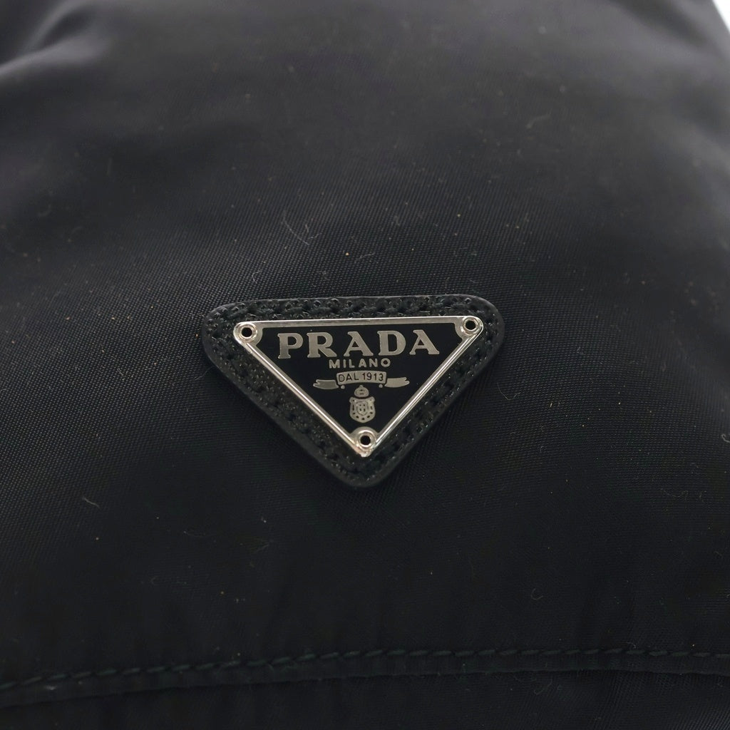 PRADA(プラダ) TESSUTO NERO ロゴプレート ナイロン 巾着 ポーチ ブラック 1NA369 レディース